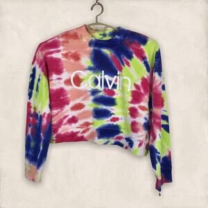 Calvin Klein NWT Sweatshirt Tie Dye Performance Cropped Top XL